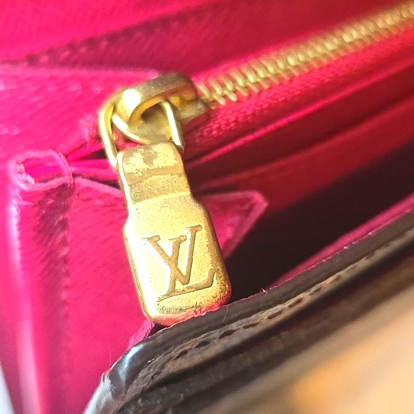 CLEAN Louis Vuitton Sarah Long Wallet Monogram Brown/Fuchsia - Picture 11 of 13
